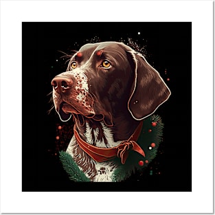 Pointer dog christmas Posters and Art